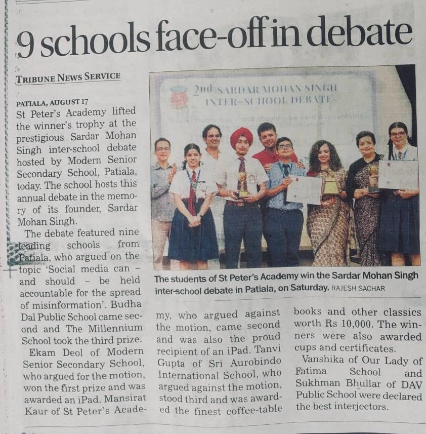 Modern School Hosts 2nd Sardar Mohan Singh Inter-School Debate! at Modern Senior Secondary School, Patiala - image 2
